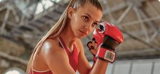 a woman wears a Sports Guard in Leigh